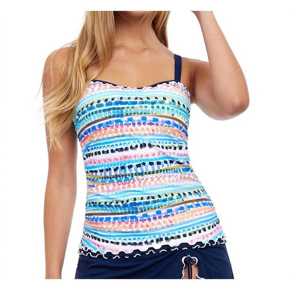 Profile By Gottex - D-Cup Scoop Neck Shirred Tankini Top main image 1